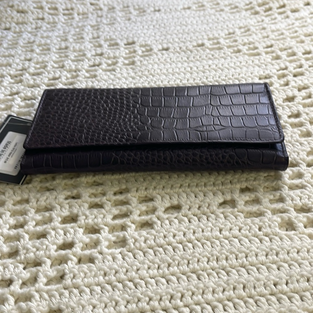 Ladies RFID leather wallet with flap open top